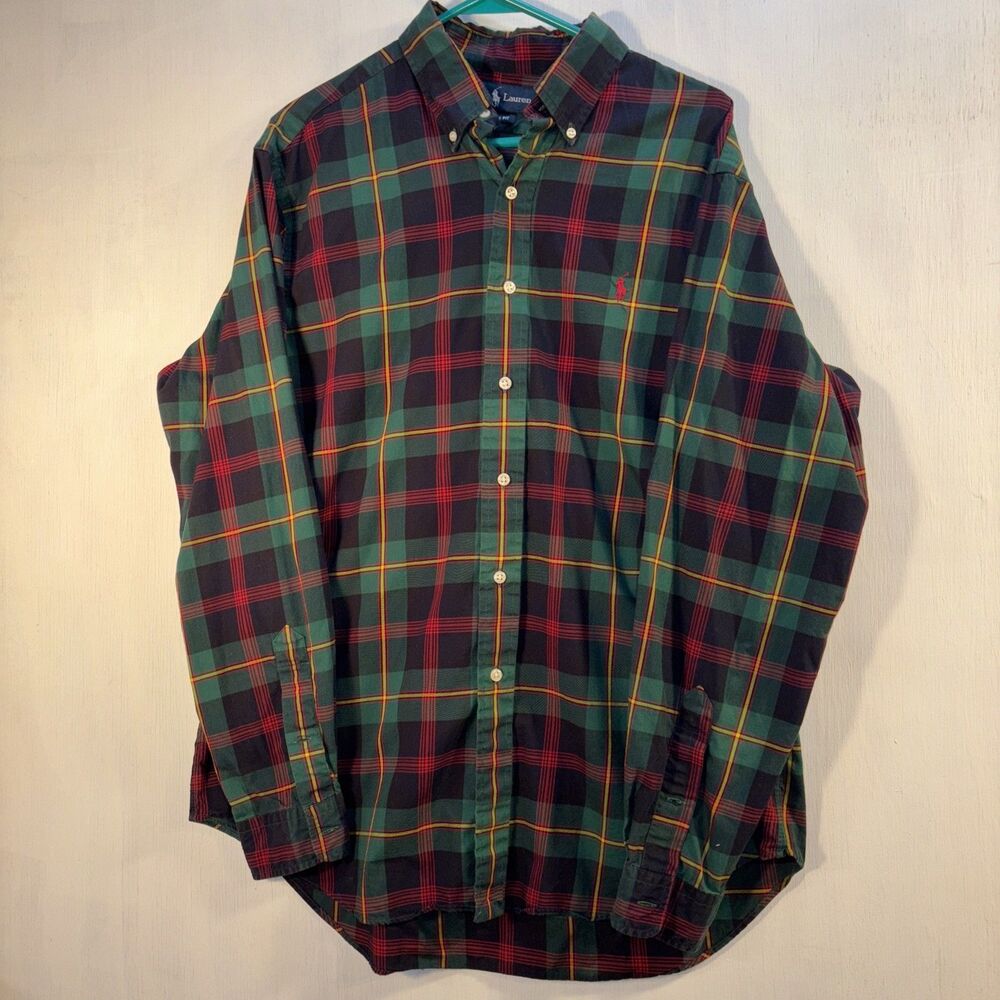 Men’s Ralph Lauren Size Large Classic Fit Plaid Long Sleeve Button Down Shirt